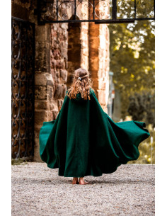Capa medieval infantile lunga modello Agnes, colore verde 2