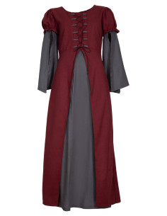 Vestito medieval lungo modello Loreley, colore bordeaux