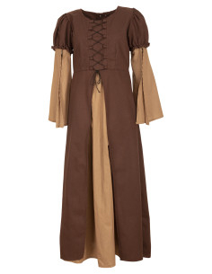 Abito medieval lungo modello Loreley, color marrone