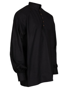Camicia medieval in cotone modello Lucious, colore nero 2