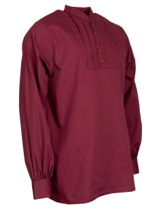 Camicia medieval in cotone modello Lucious, colore bordeaux 2