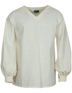 Tunica medieval base uomo in cotone, bianco naturale