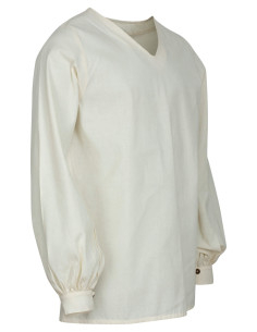 Tunica medieval base uomo in cotone, bianco naturale 2