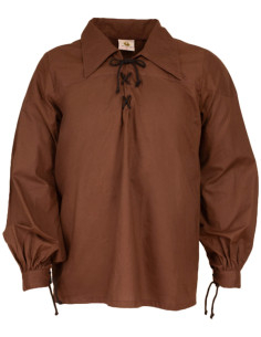 Camicia medieval in cotone modello Sawyer, colore marrone...