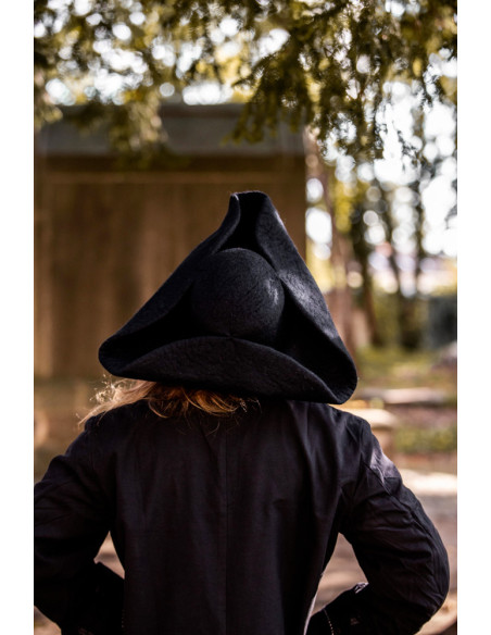 Tricorno da pirata Hugo in lana, nero