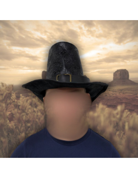 Cappello a cilindro in pelle nera