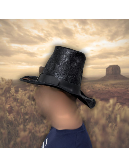 Cappello a cilindro in pelle nera