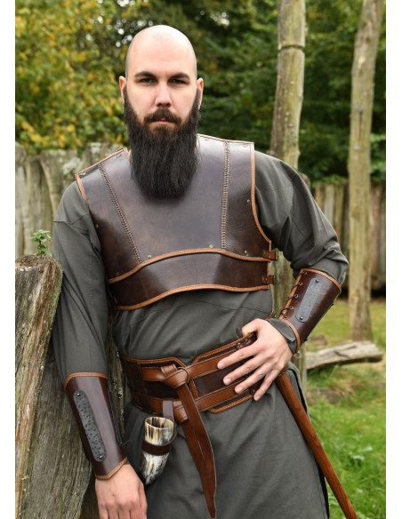 Bracciale medievale vichingo in pelle...