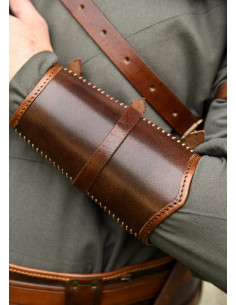 Bracciale vichingo in pelle con fibbie modello Arnulf,...