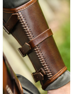 Bracciale vichingo in pelle con fibbie modello Arnulf,... 2