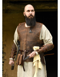 Pettorale medievale in cuoio modello Sindri, colore marrone 2