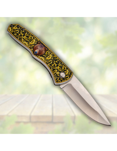 Coltello da campo Third decorato orso...