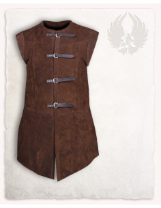 Gilet medievale lungo in suede modello Garen, color marrone
