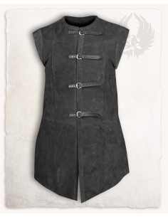 Gilet medievale lungo in suede modello Garen, colore nero