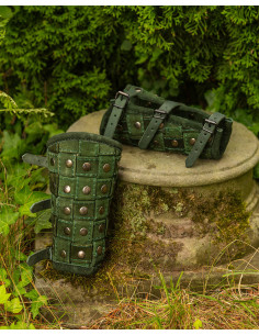Bracciali medievali in pelle modello Robert, colore verde