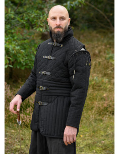 Gambesone medieval con maniche rimovibili, colore nero 2