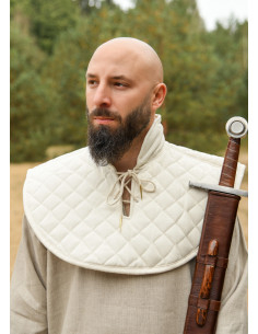 Gorjal medieval imbottito in cotone, colore bianco naturale