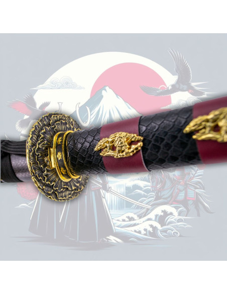 Wakizashi decorativo tsuba Fiore di...
