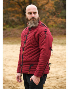Gambesone medieval in cotone imbottito, colore rosso 2
