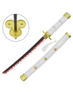 Katana bianca miniatura in bambù Enma nera di Zoro - One...