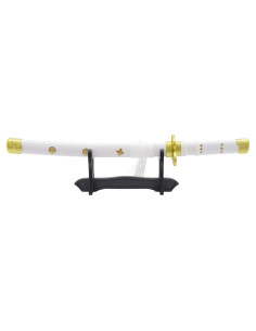 Katana bianca miniatura in bambù Enma nera di Zoro - One... 2