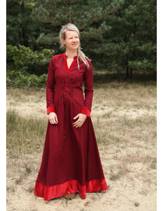Vestito medieval lungo modello Meira, colore rosso