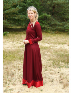 Vestito medieval lungo modello Meira, colore rosso 2