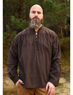 Camicia medieval in cotone modello Ludwig, colore marrone