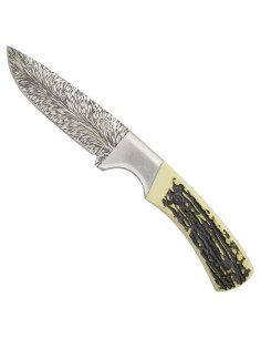 Coltello avventura, manico in corno e fodero per cintura 2