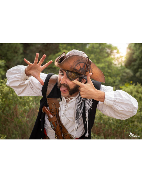 Patcher Pirata in pelle marrone