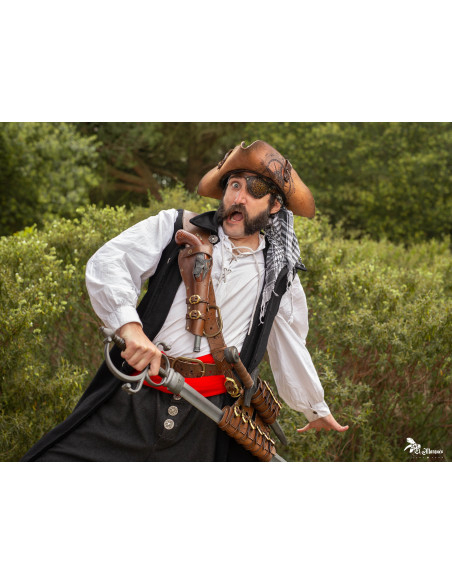 Patcher Pirata in pelle marrone