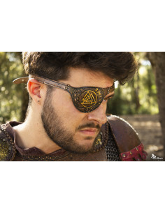 Pezzo Oculare Viking Odino in cuoio marrone