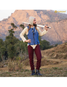 Camicia medieval senza maniche di colore blu 2