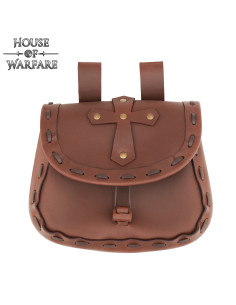 Borsa Medievale Croce Cristiana in pelle marrone