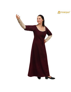 Vestito medieval dama cortesana, granata, secoli XIV-XV