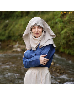 Velo medieval donzella illuminata in lino, XV secolo 2