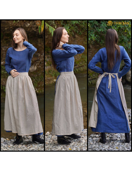 Grembiule medieval da contadina in lino