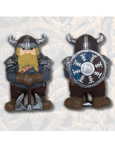Figura in resina vichinga con ascia doppia e scudo (10,5...