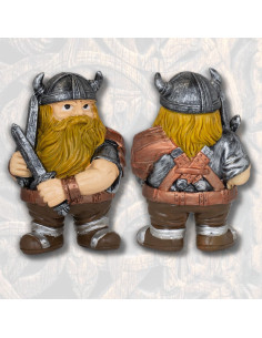 Figura in resina di un vichingo con 2 spade (10,5 cm.)