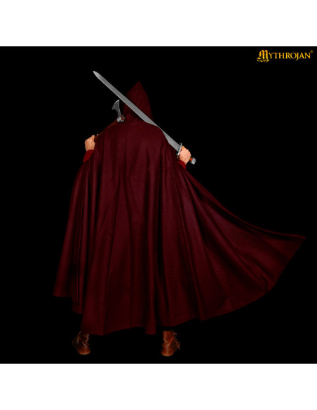 Cappa medieval in lana con cappuccio...