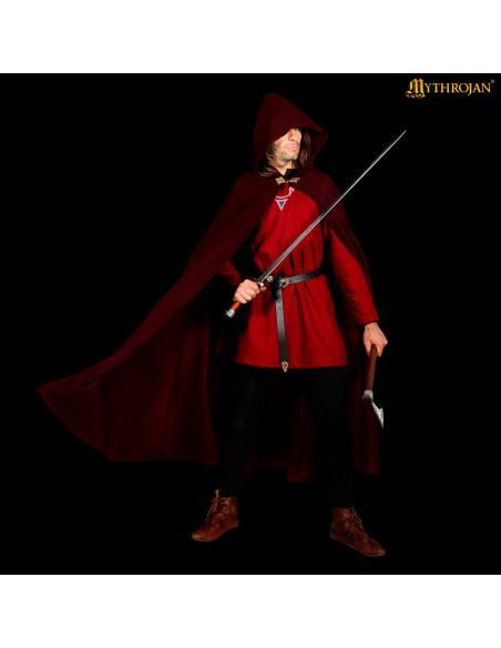 Cappa medieval in lana con cappuccio...