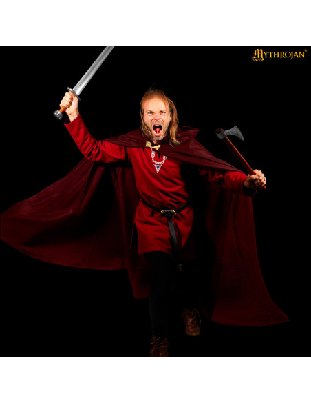 Cappa medieval in lana con cappuccio...