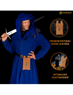 Borsa medievale per cintura in pelle scamosciata, colore... 2