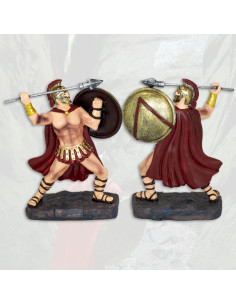 Figura in resina guerriero Spartano con lancia (17 cm.)