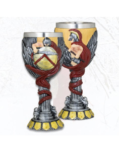 Coppa in resina decorata con casco Spartano (18,5 cm.)
