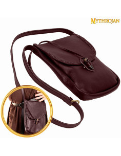 Borsa a tracolla medievale in pelle, colore marrone