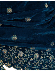 Fazzoletto medieval decorato modello Jasmin, colore blu 2