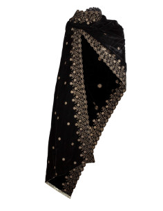 Foulard medieval decorato modello Jasmin, colore nero