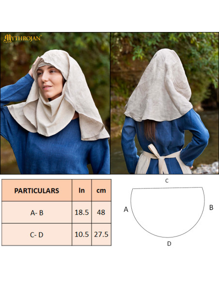 Velo medieval a mezzaluna in lino e...