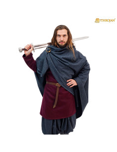 Cappa vichinga medieval in cotone modello Alaric, colore blu